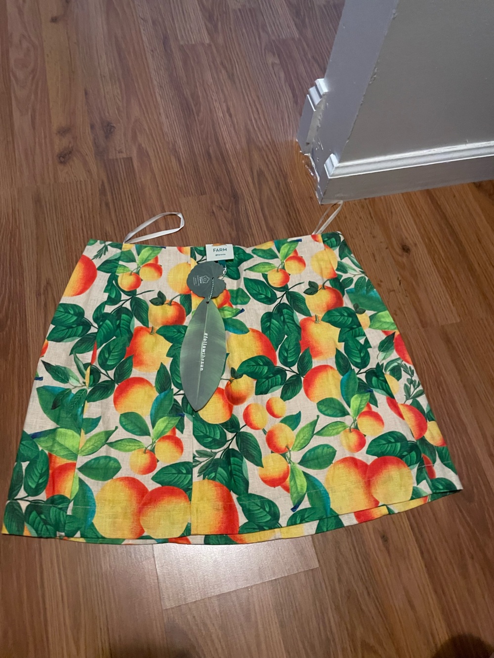 FARM Rio Peach & Green Printed Mini Skirt
